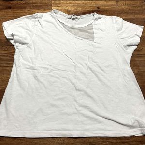 LNA white tee with cutout on collar
